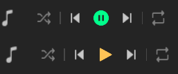 Player in playing vs paused state with different colors