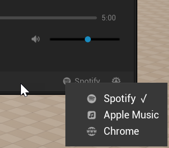Session selector popup - multiple media apps