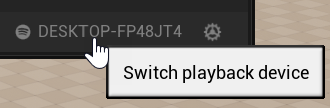 Status bar showing current Spotify device name