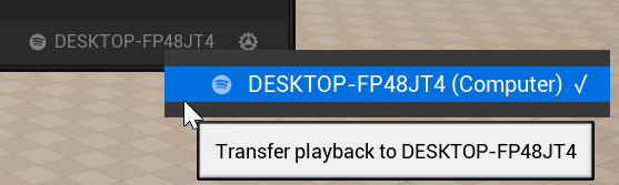 Device selector - Spotify Connect devices