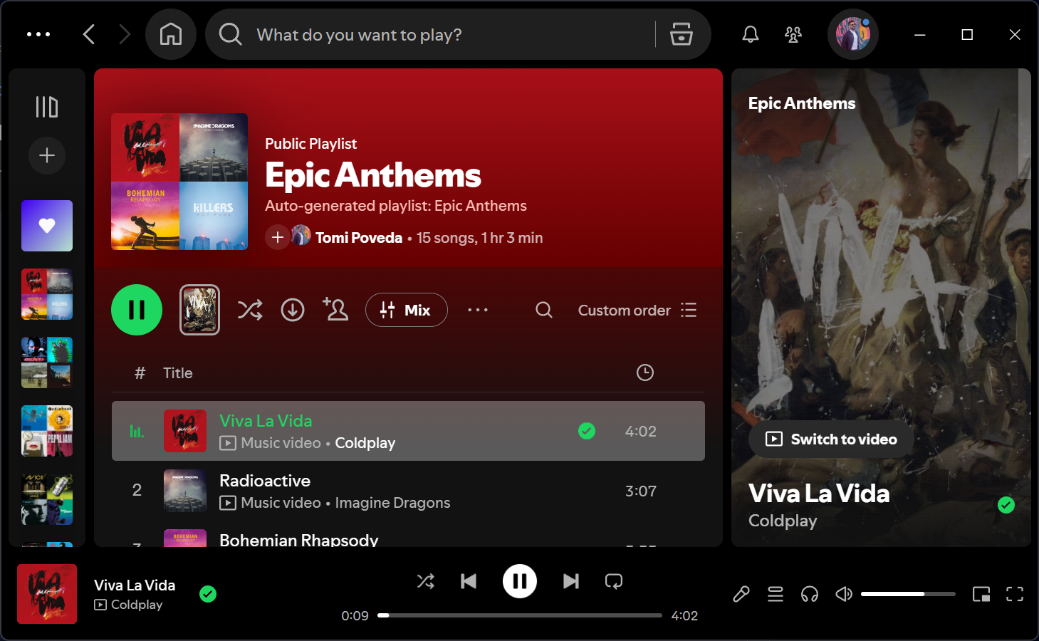 Desktop showing a media player with a track loaded