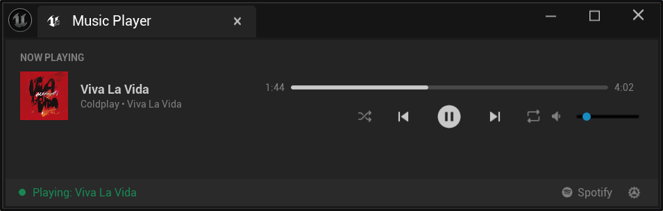 Player view - album art, track info, Connected (Local)