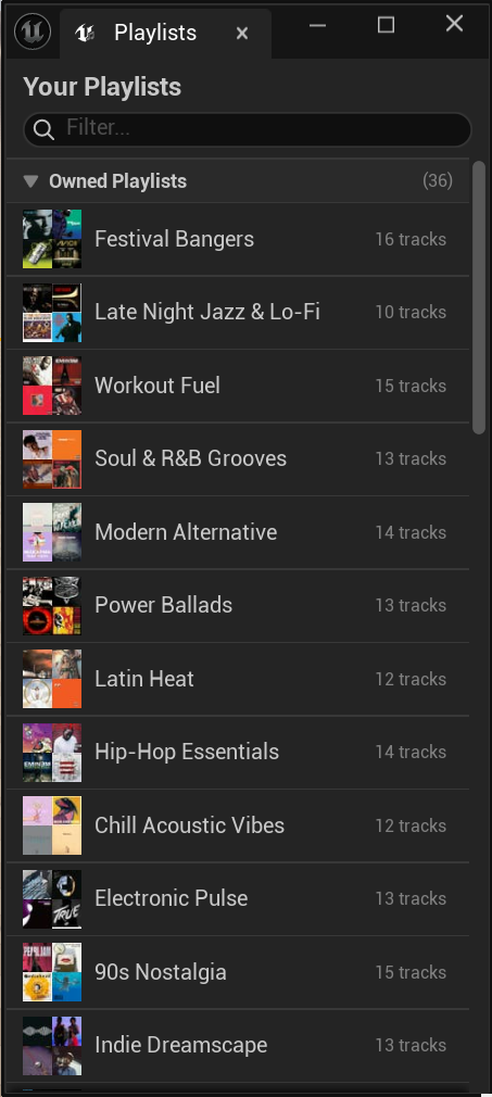 Full playlist browser overview