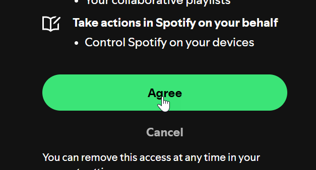 Spotify authorization consent page