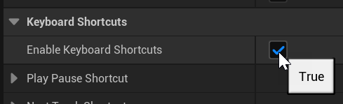 Shortcuts toggle enabled