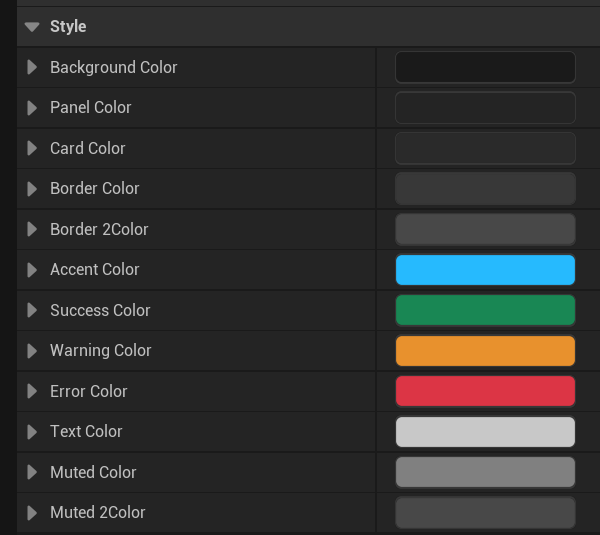 Style section - all color swatches
