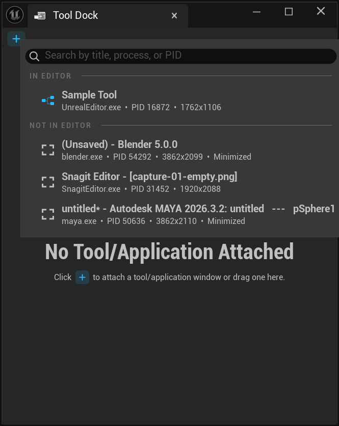 The capture menu, split by category