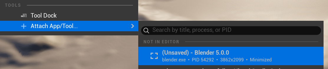 The Attach Tool… submenu