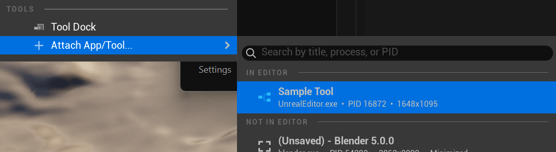 The widget listed under In Editor
