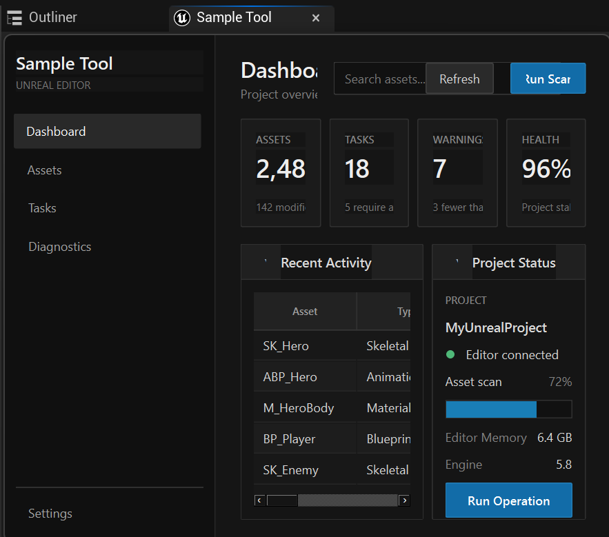 The PySide tool docked in the editor